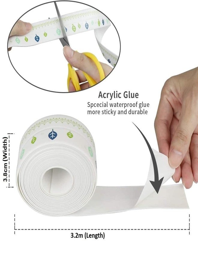 DPISZONE Waterproof Tape for Kitchen Sink Oil Proof Caulk Tape Kitchen Sink Tape Waterproof for Corner Caulk Strip Self Adhesive Sealing Tape Gap Sealer for Platform Bathroom 3.2m*3.8cm (Multi Print) - Image 4
